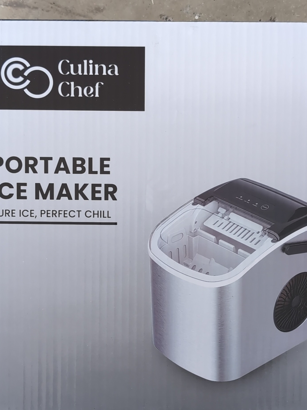 Lina Silver and Black Portable Ice Maker Box